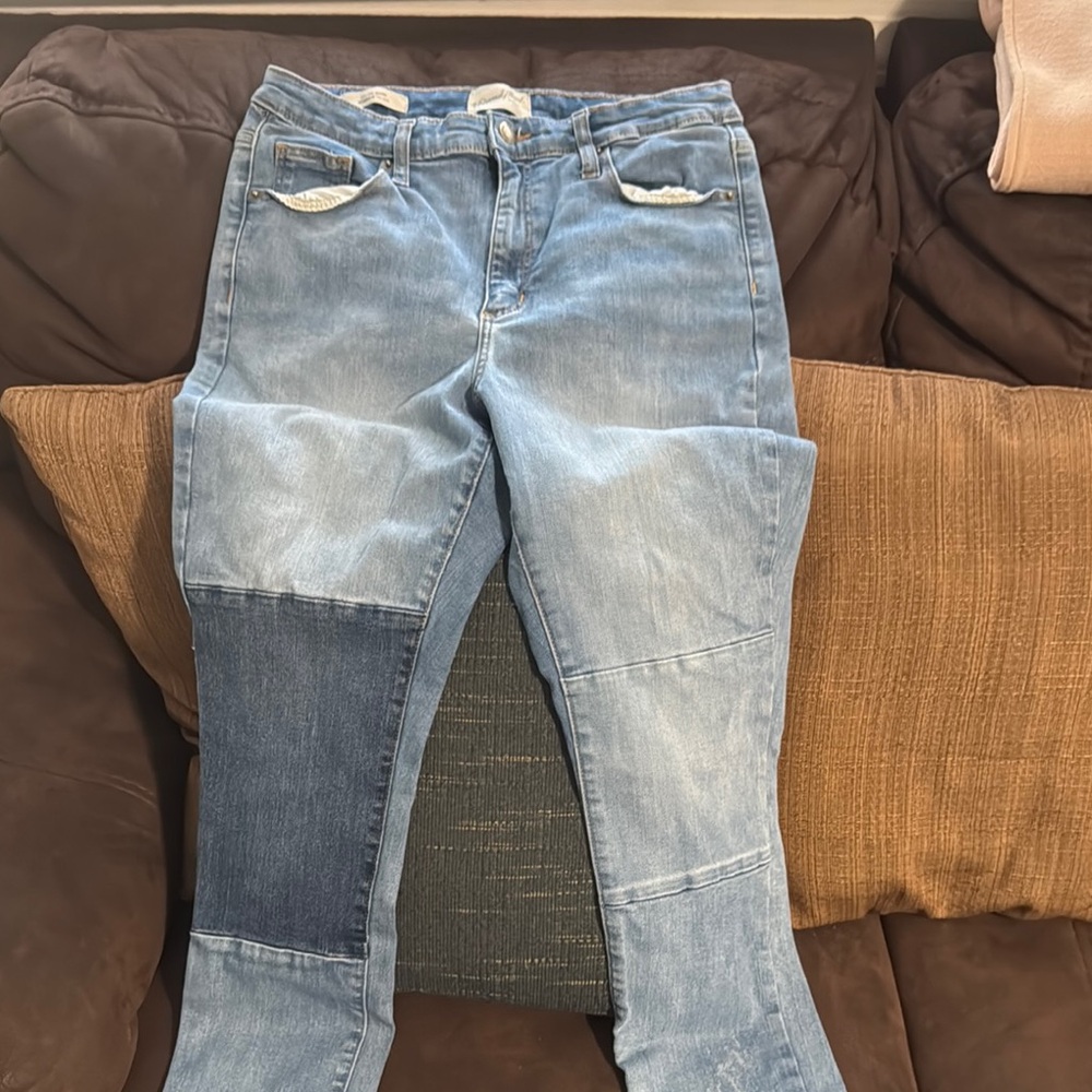 Universal Thread | Blue High Rise Skinny Patchwork Jeans Size 10